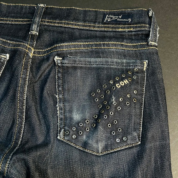 Citizens of Humanity Bootcut Jeans Sz 24 Studded Pocket USA Made Distressed - Picture 3 of 16